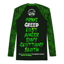 Load image into Gallery viewer, American Greed (Green) Men&#39;s Rash Guard
