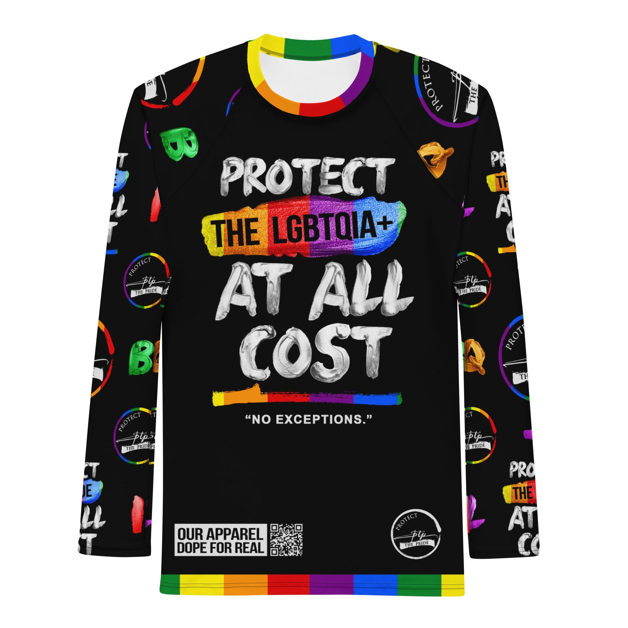 LGBTQIA+ Rainbow Black Out PTP Men's Rash Guard