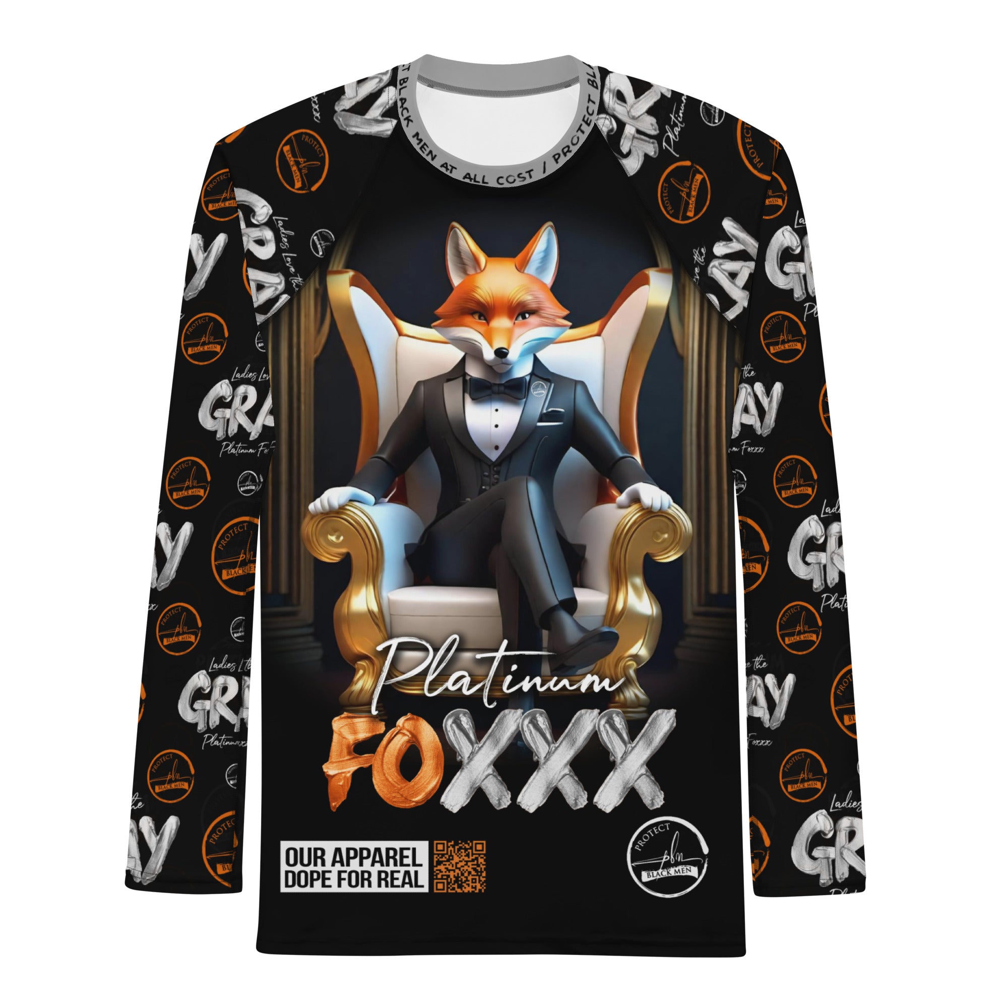 Love The Gray Platinum Foxxx Black PBM Men's Rash Guard