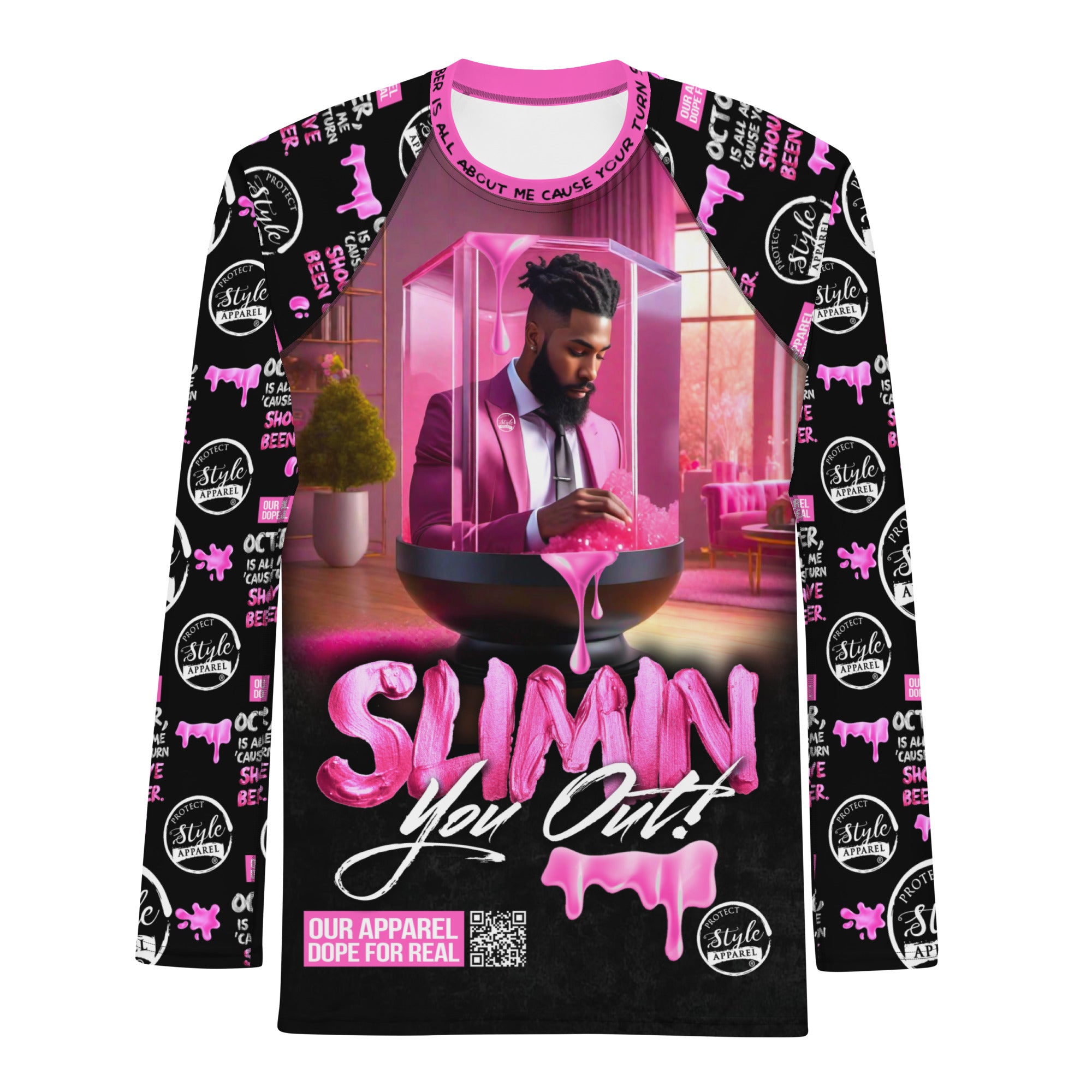 Slimin You Out Pink PBS Men's Rash Guard