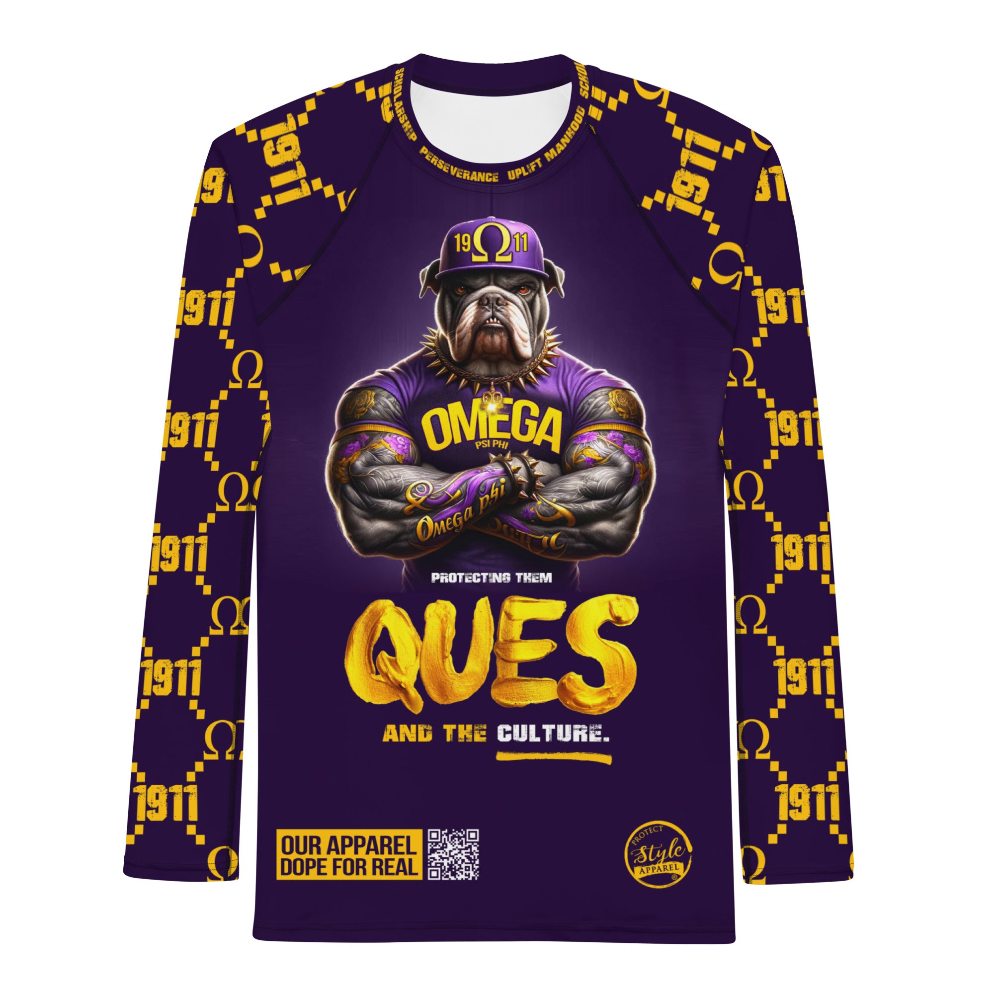 Protect Them Ques (Omega Psi Phi) Men's Rash Guard