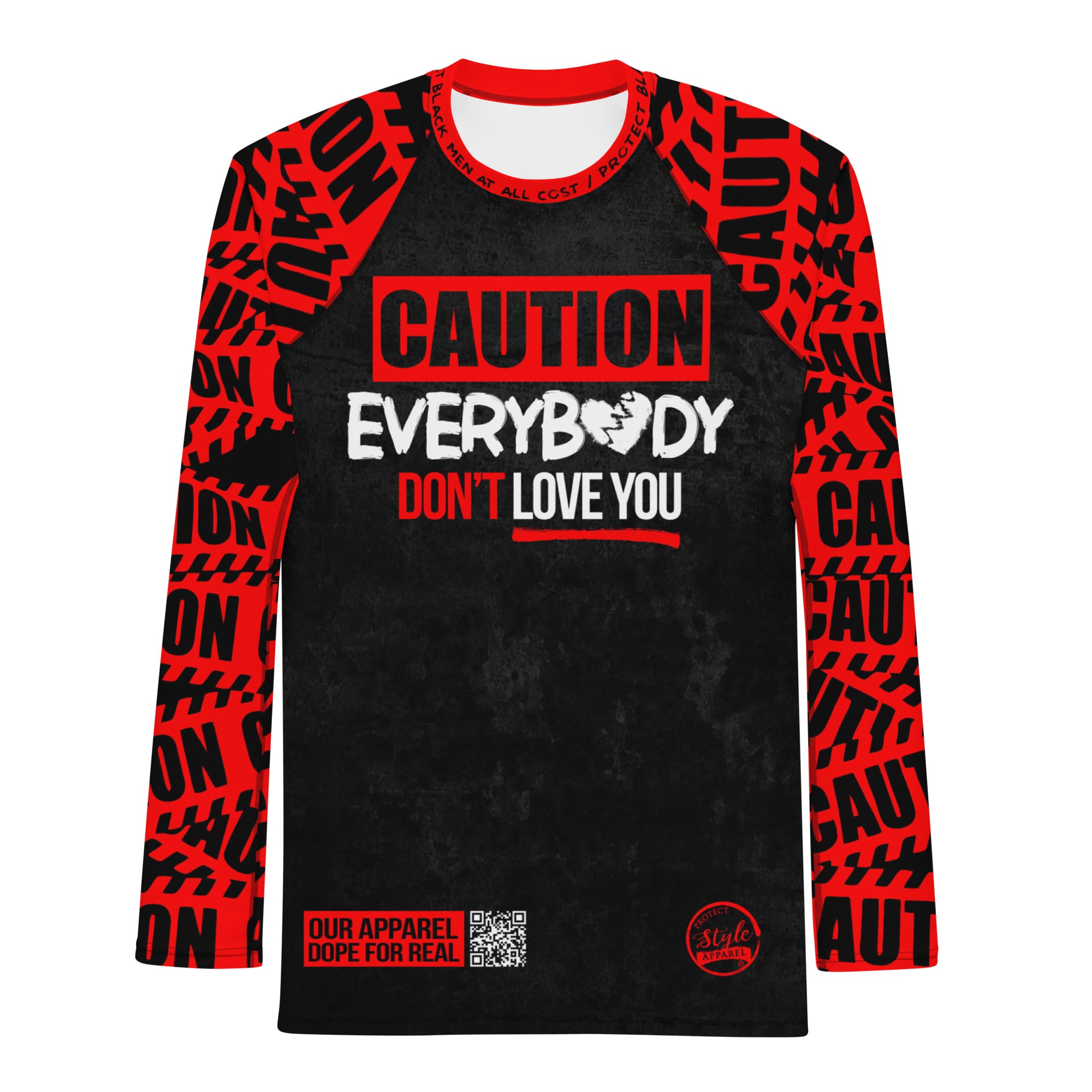 Caution PBS (Red) Men's Rash Guard