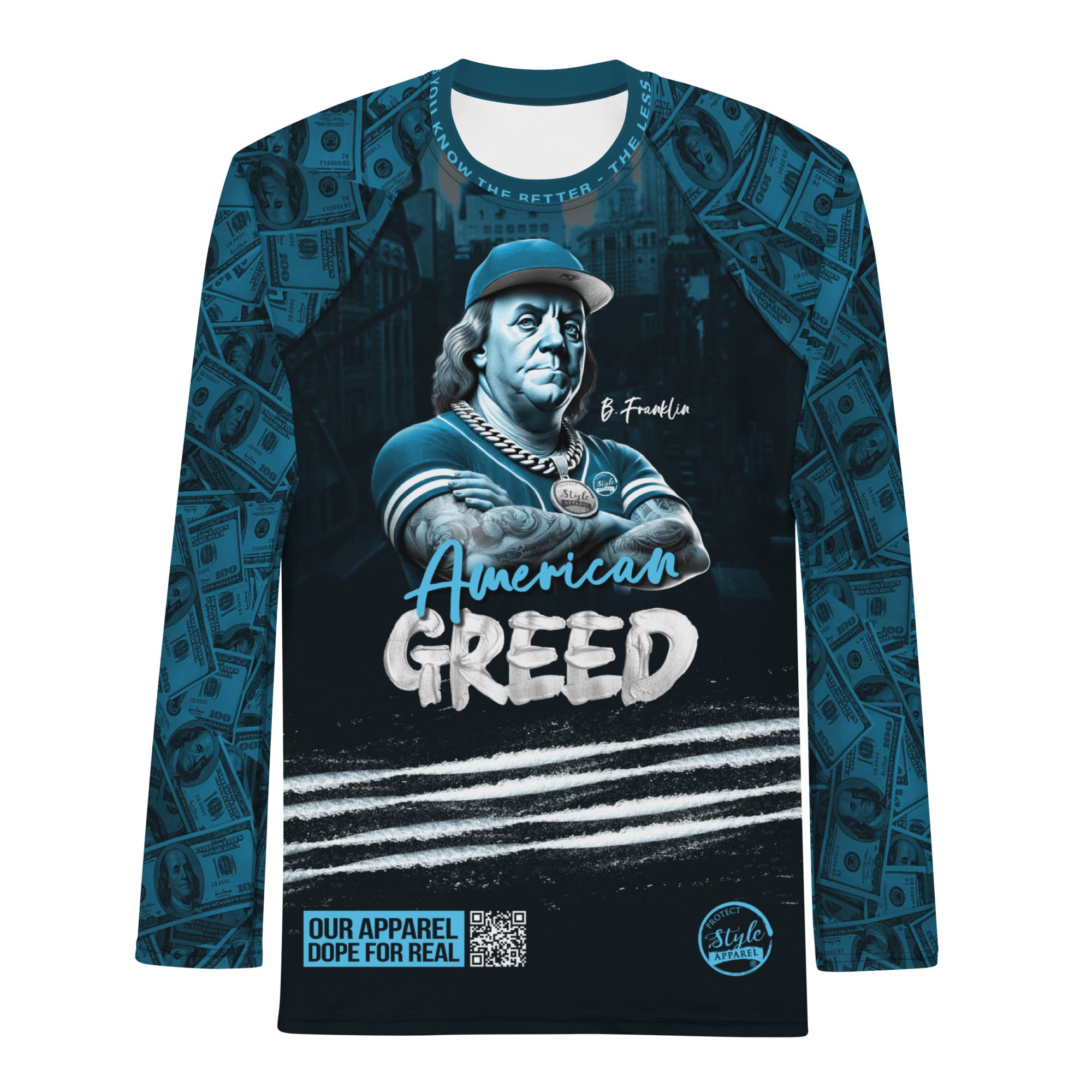 American Greed (Blue) Men's Rash Guard