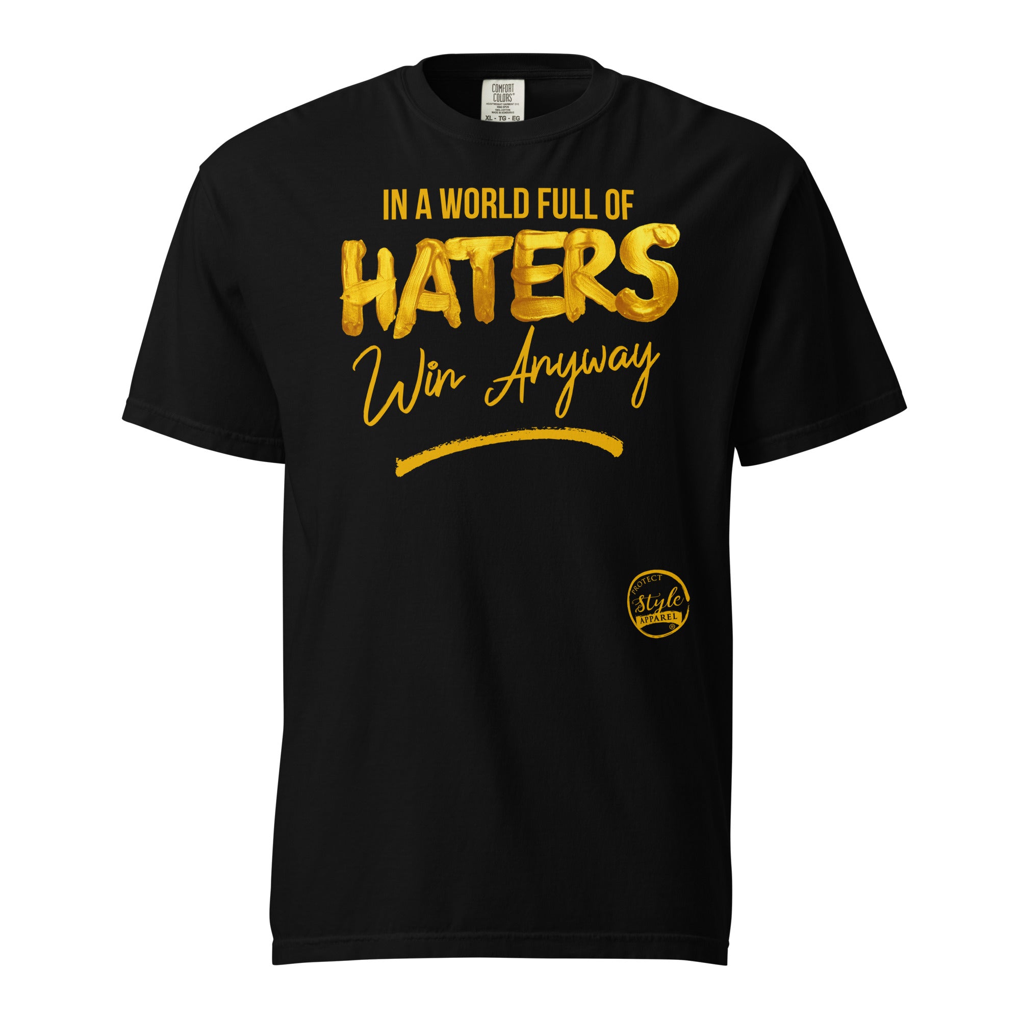 World Full Of Haters (Gold) Unisex garment-dyed heavyweight t-shirt